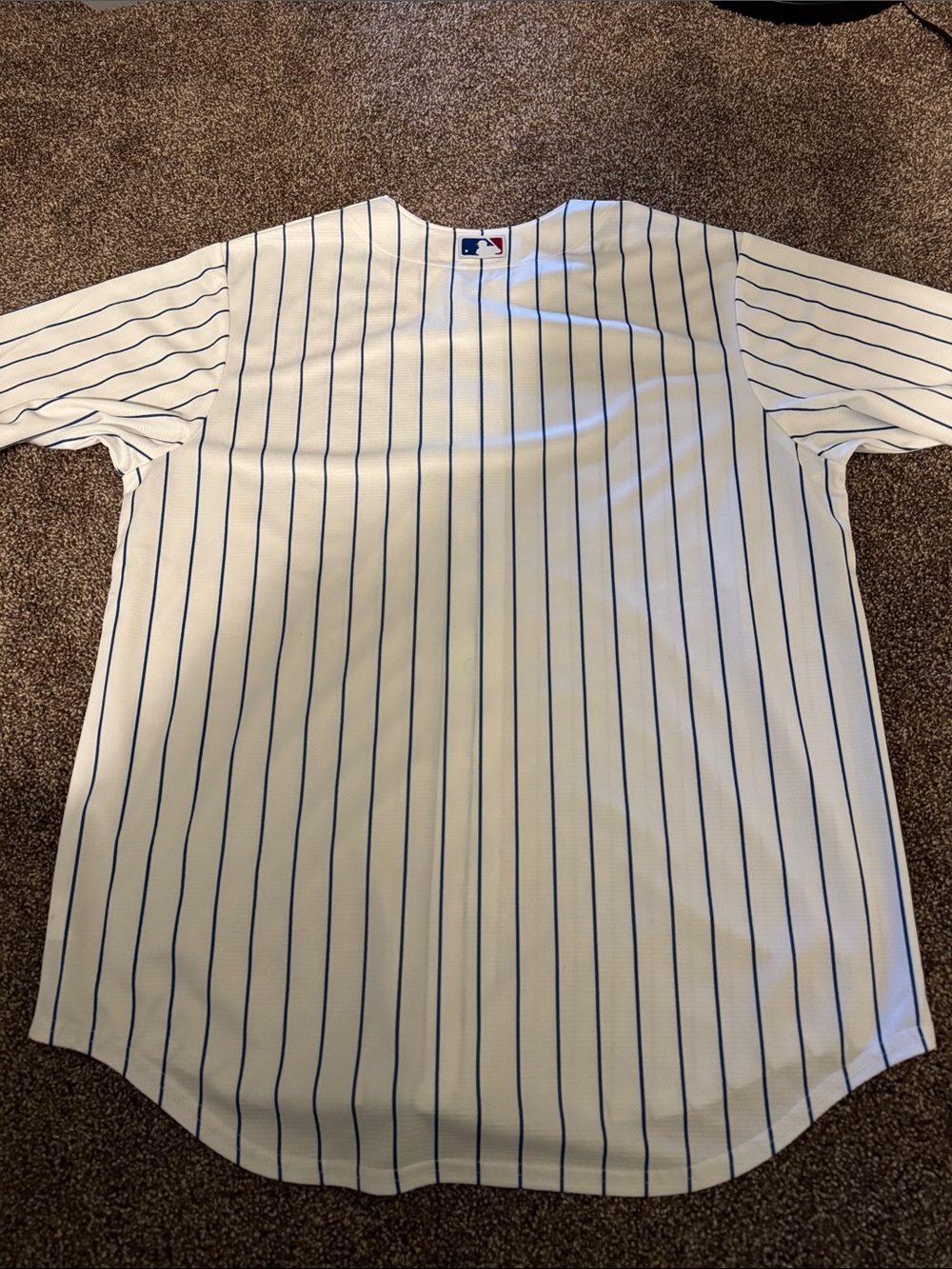 Majestic Chicago Cubs White & Blue Pinstripe Baseball Jersey - Picture 6 of 8